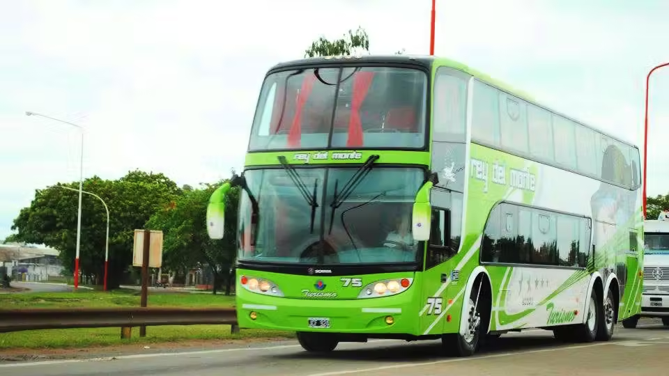 Green coach of Rey Del Monte bus operator in Argentina